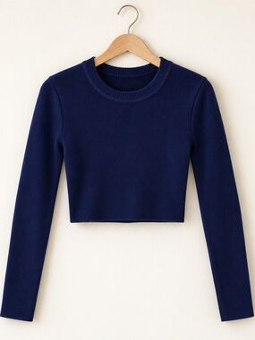 Zara deep Blue Long Sleeve Crop Top